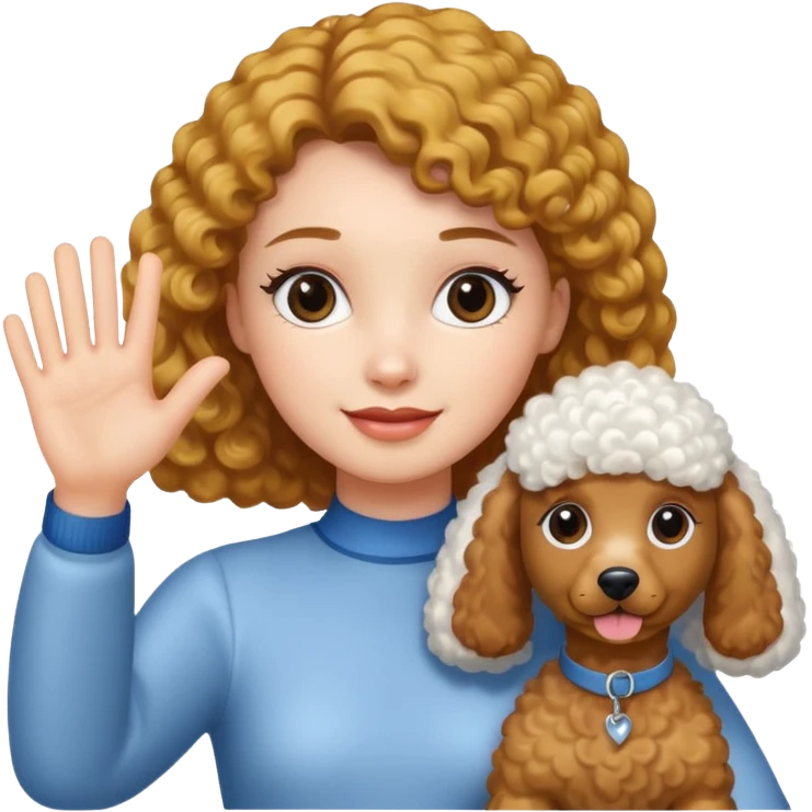 Poodle And girl say goodbye emoji