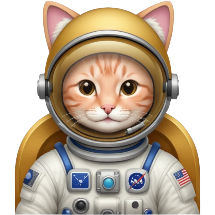 Astronaut with closed helmet rides cat emoji