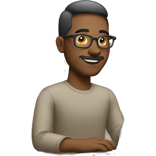 Man working on laptop at home  emoji