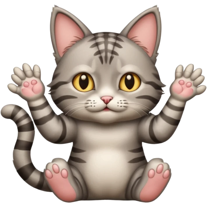A cat raising both paws and shrugging its shoulders with a baffled expression emoji