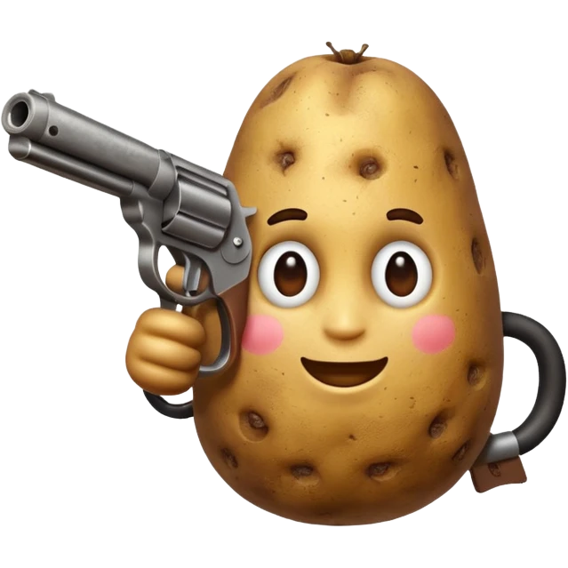 A potato with a gun emoji