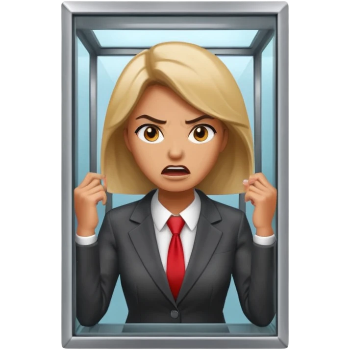 Telephone booth with angry woman inside emoji