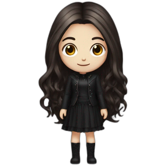long brown haired goth girl emoji