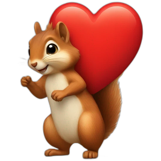 squirrel with a red heart on his breast emoji