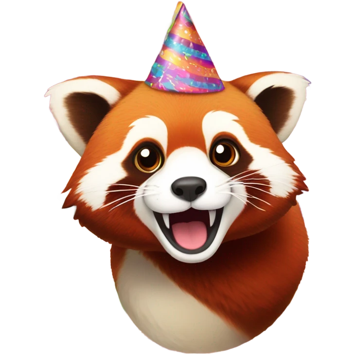 Red panda birthday hat emoji