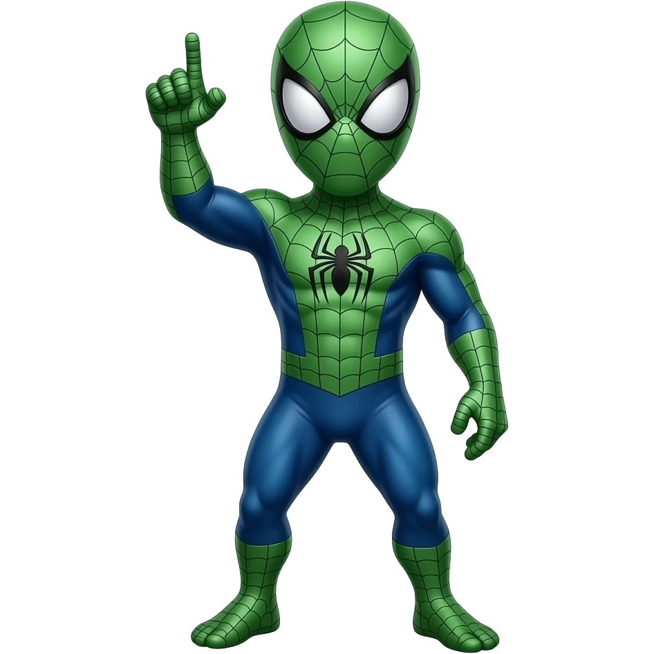 HAZME UN SPIDERMAN VERDE CON EL PUÑO ARRIBA CUERPO COMPLETO emoji