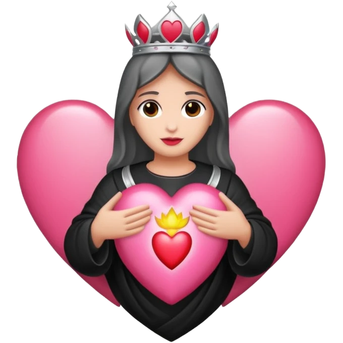 Black light pink and silver sacred heart emoji