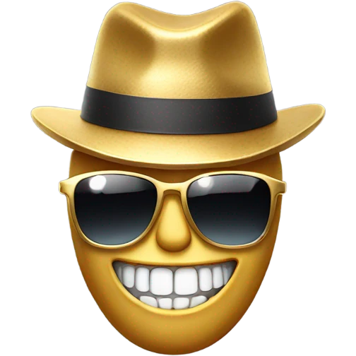 Gold tooth with a hat on and sunglasses  emoji