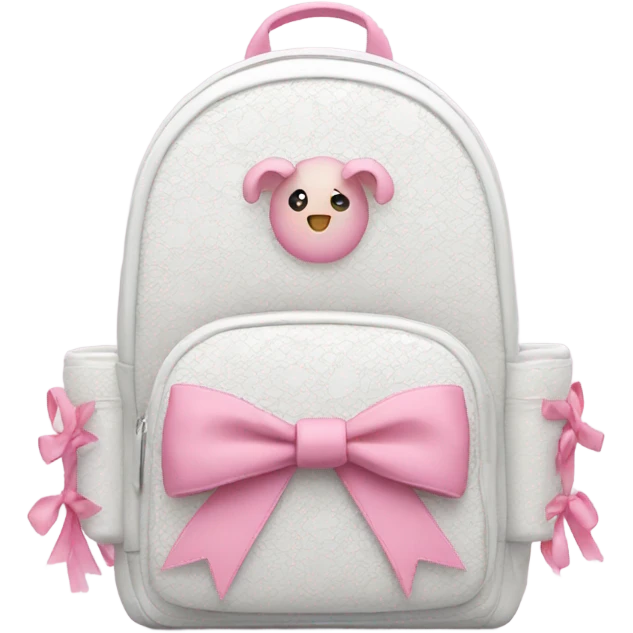 KjjmmmA white mini backpack with pink lace and bows emoji