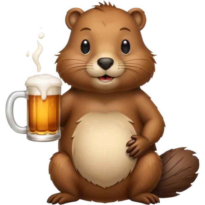 A relaxed beaver leaning back with a foamy beer mug emoji