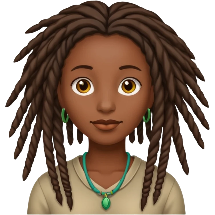 Dark skinned female with locs emoji