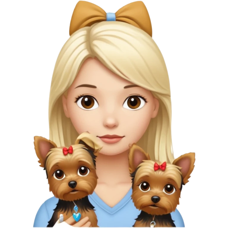 White blonde girl with yorkie  emoji