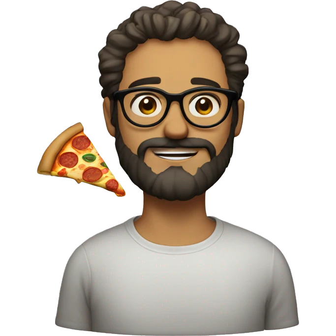 bearded guy with round glasses with a pizza emoji