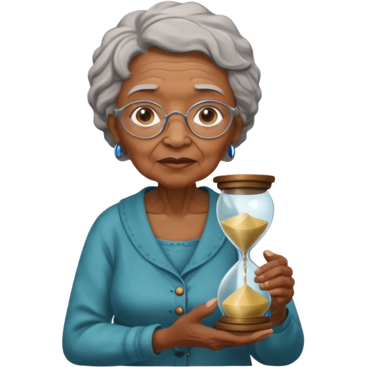 black grandma holding hourglass emoji