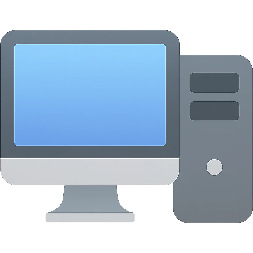 PC computer, flat color icon style, minimal and bold emoji
