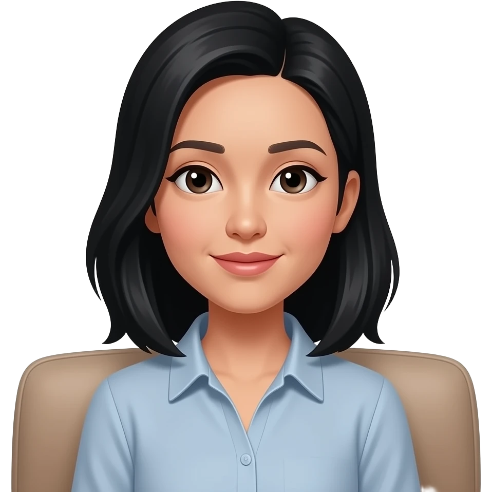 An Asian woman with a pale complexion and black hair is sitting on a sofa emoji
