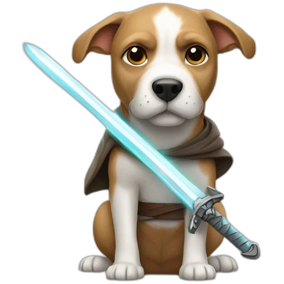 A dog with a Jedi sword emoji