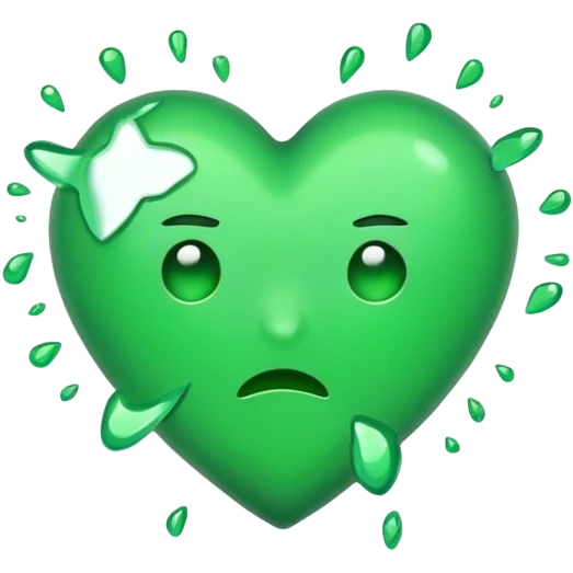 Green heart breaking emoji