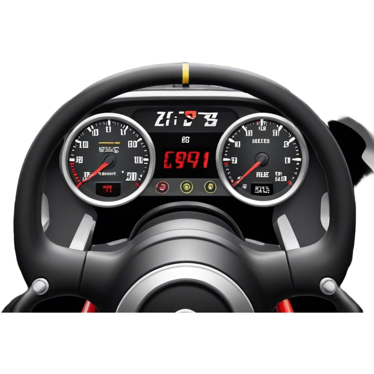 An icon showing a racing game interface, inspired by Grand Turismo. The design features a garage with a selection of high-performance cars, along with race track visuals in the background. Speedometer, lap timer, and other HUD elements add to the excitement. Transparent background emoji