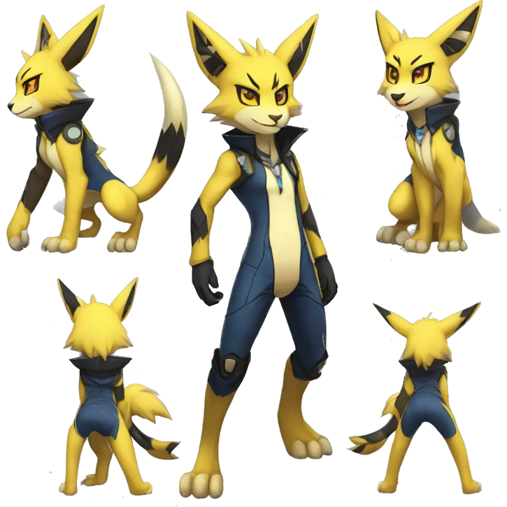 Anthro Edgy Cool Zeraora-Lombax-Renamon-Pokémon-Fakémon Full Body Detailed High Quality emoji