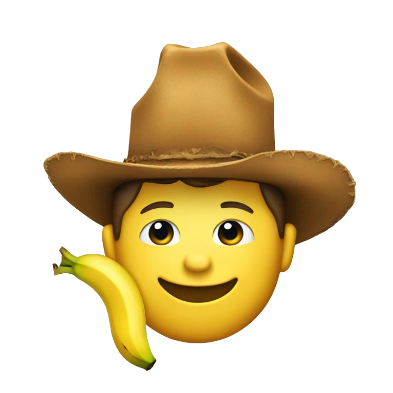 Cowboy with a banana over his head emoji