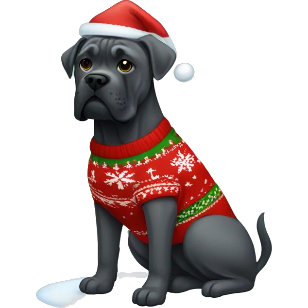 Cane corso wearing christmas Sweater  emoji