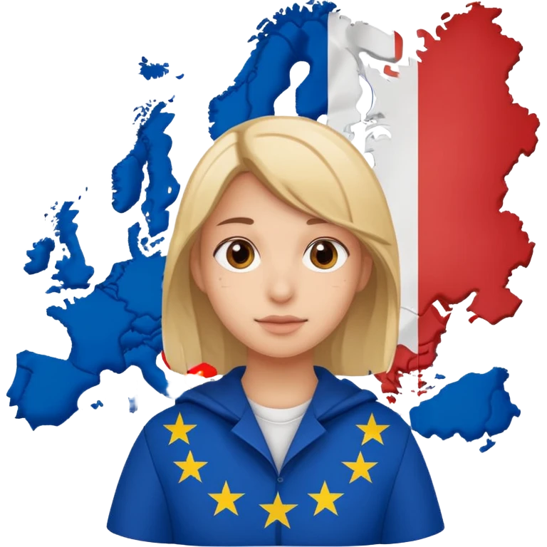 Europe styled student. Europe map with flags inside of the map is on the background  emoji