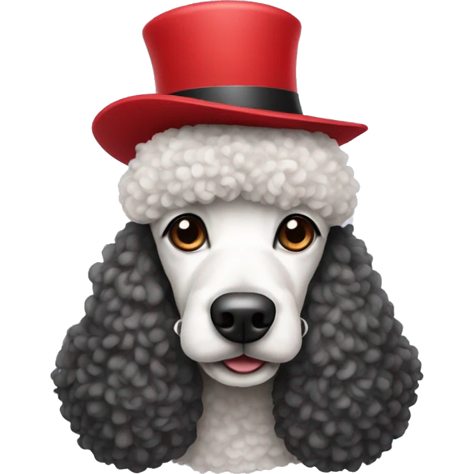 a poodle dog wearing a red hat emoji