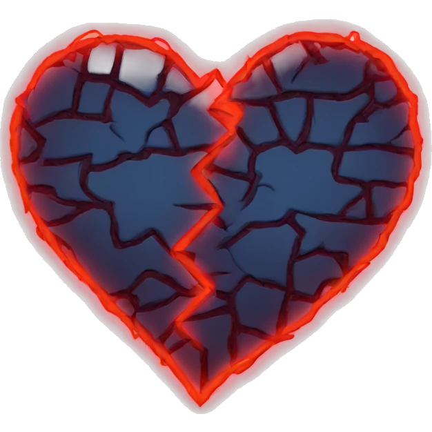 neon broken heart emoji