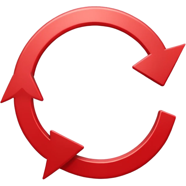 Prompt 15: "Is your backup plan."
Graphic: 🔄 Refresh/loop arrows icon (white with red highlights).
Animation: Arrows rotate smoothly.
Background: Transparent. emoji