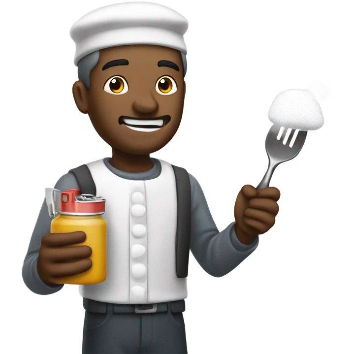Man eating sugar with a spoon holding a lighter under it emoji