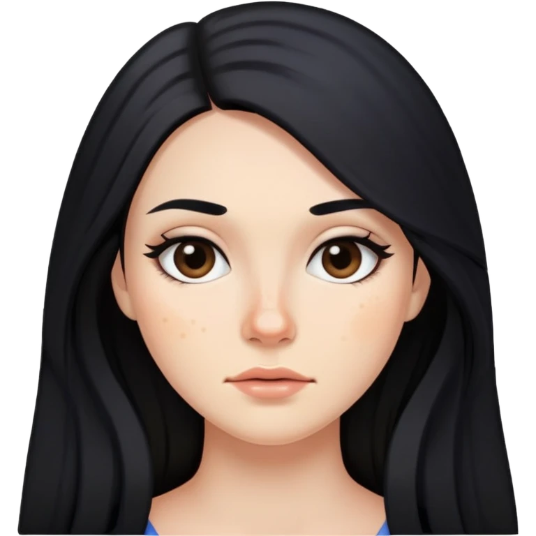 woman with acne, long black hair and subtle makeup emoji