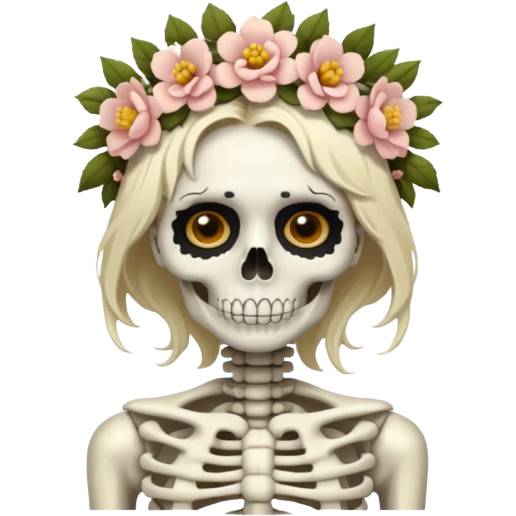 skeleton woman with flower crown emoji