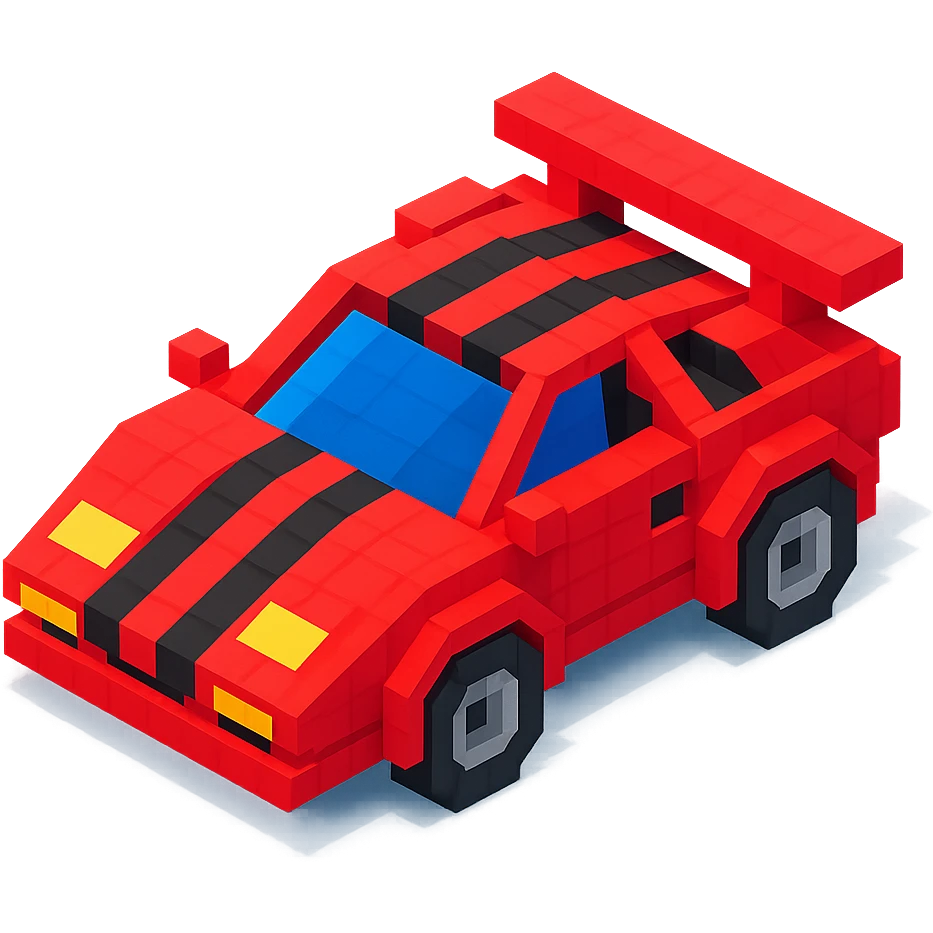 red Lamborghini Countach with black racing stripes, isometric view emoji