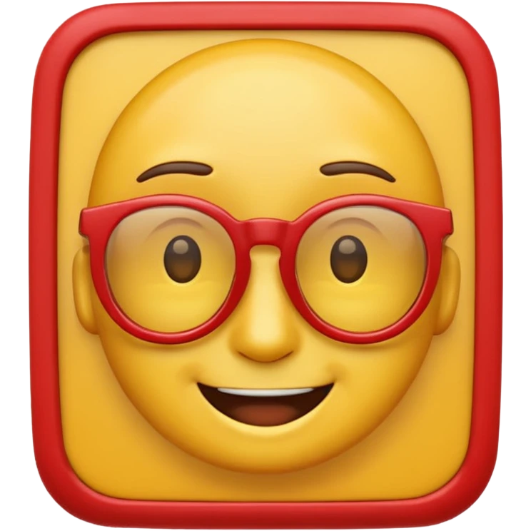 A simple smiling emoji with red frame glasses emoji
