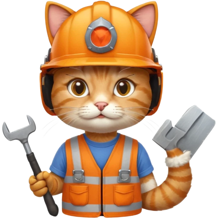 cat, handyman Outfit, wearing a Helmet emoji