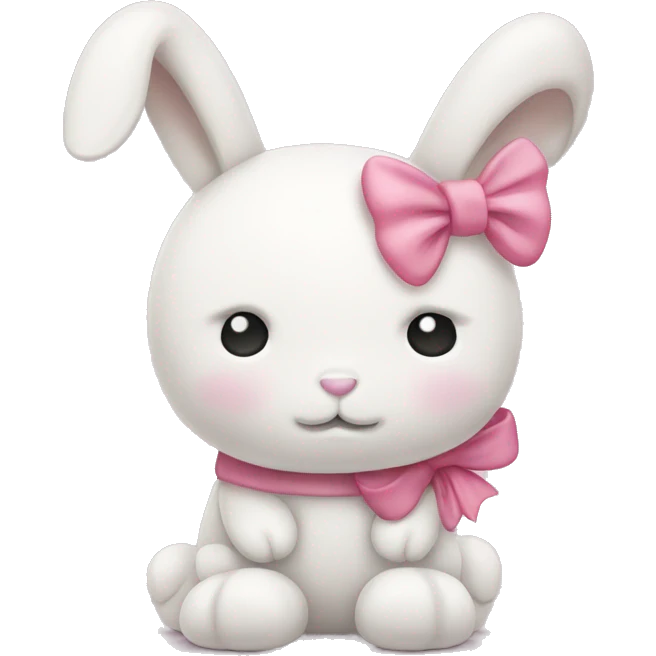 sad white jellycat rabbit with pink bow  emoji