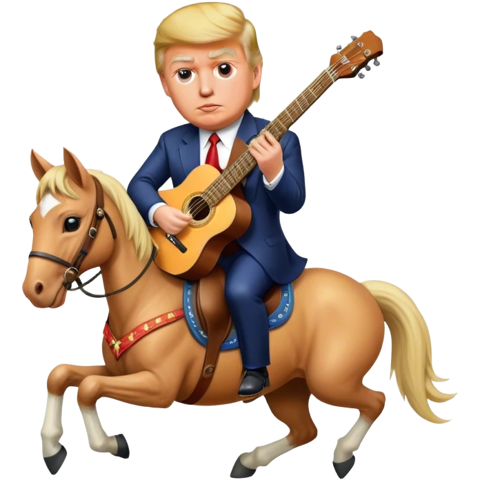 Donald trump playing the guitar on a horse  emoji