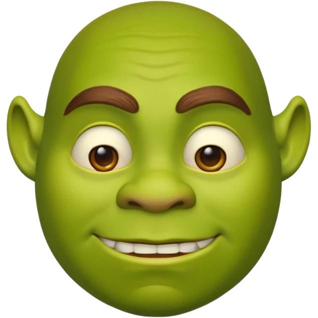 Shrek emoji face showing a 🤨 emoji