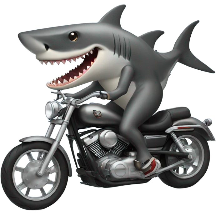 Shark riding a Harley.  emoji