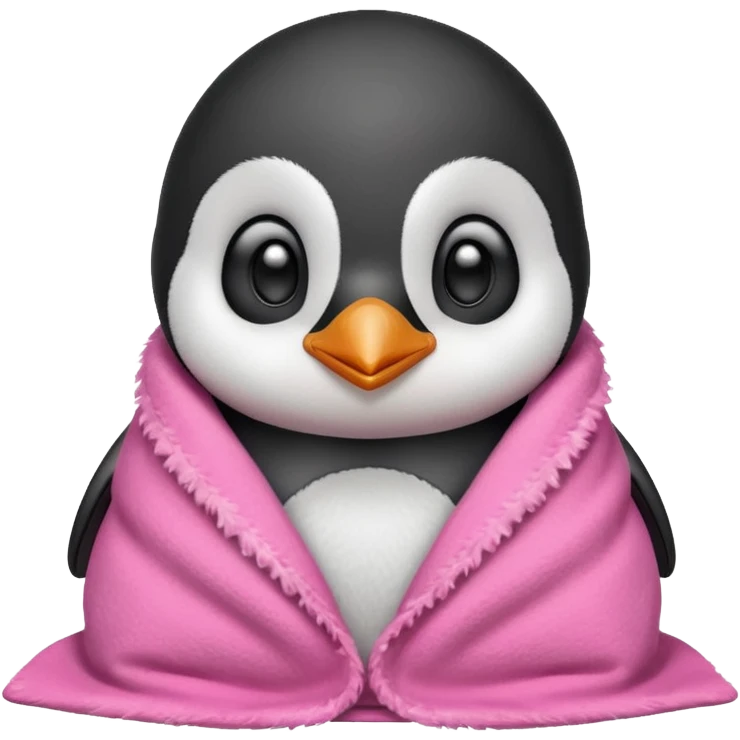 baby penguin front view covered with a pink blanket emoji