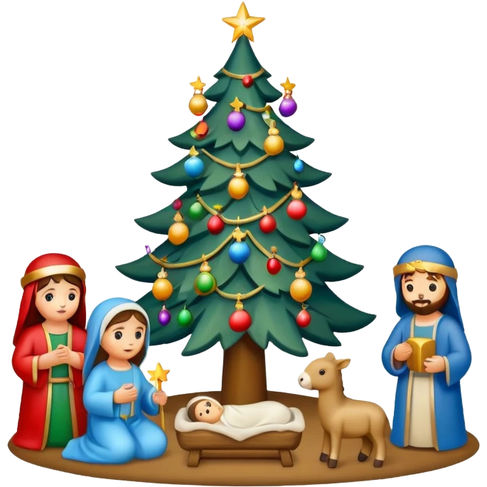 Christmas tree and nativity scene emoji