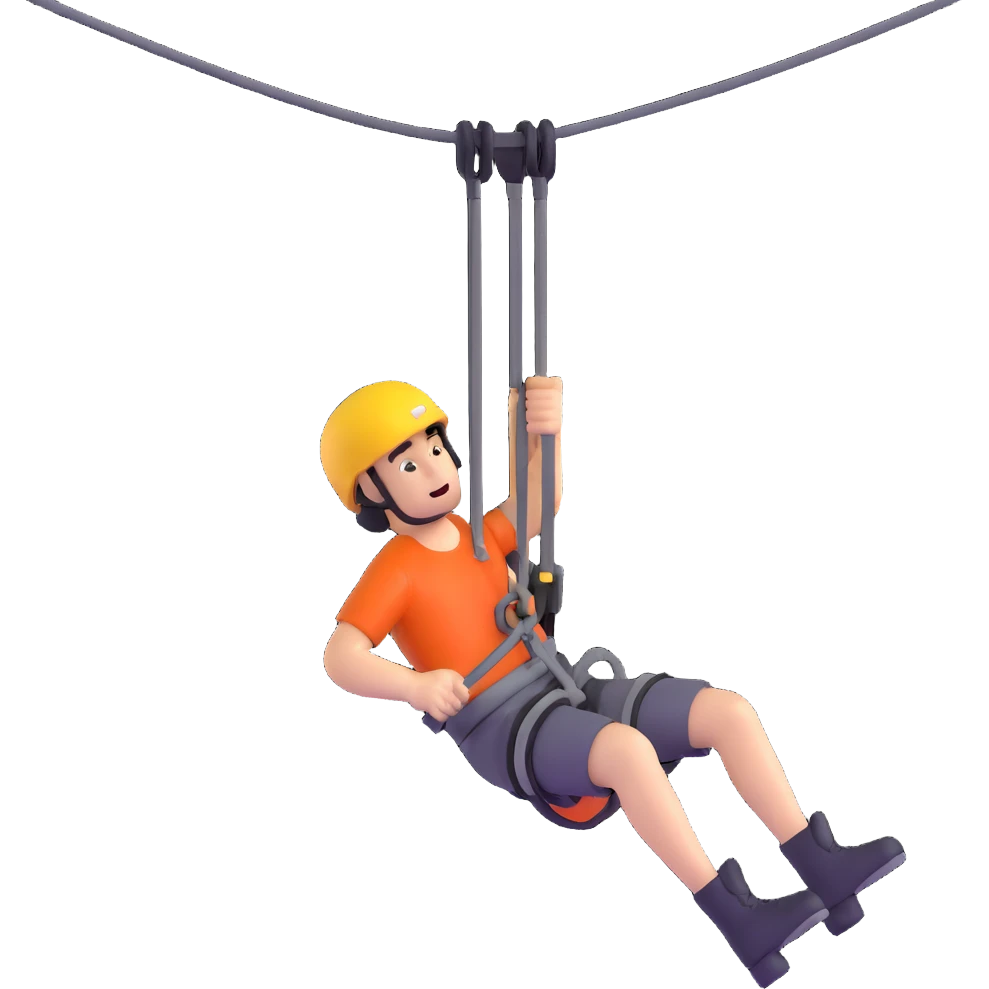 man riding on a zip line emoji