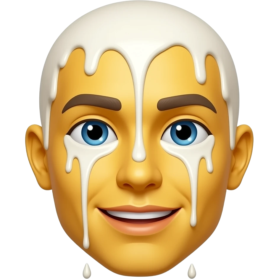 yellow emoji face dripped in thin slimy milk emoji