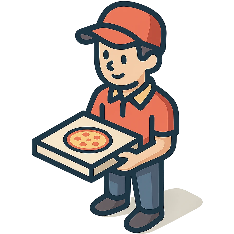 a delivery boy with pizza  emoji