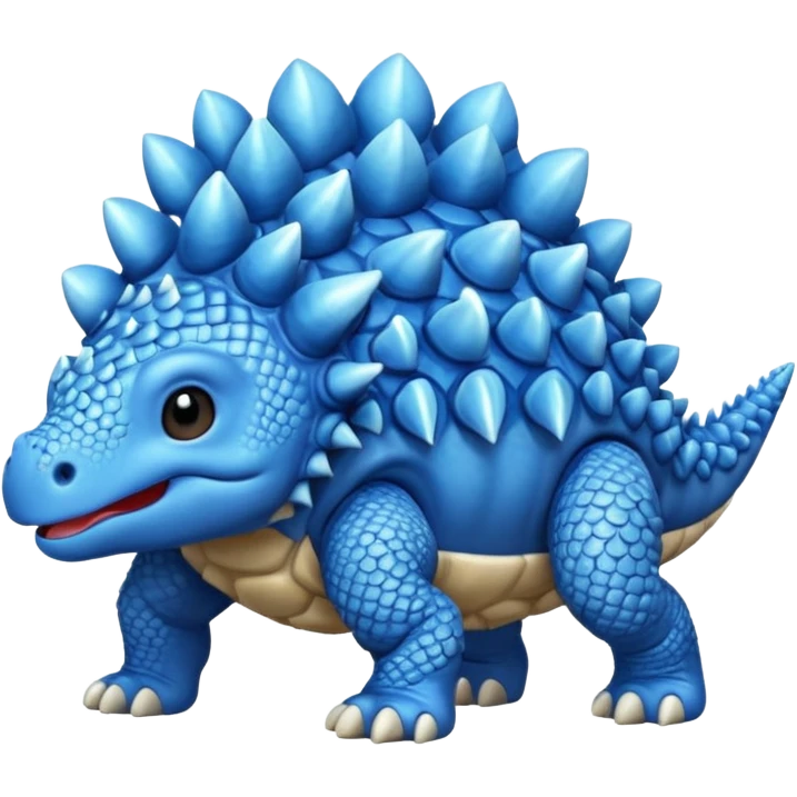 As un emoji de el dinosaurios ANQUILOSAURIO de perfil en color azul que sea bebe y tenga un efecto mas animado  emoji