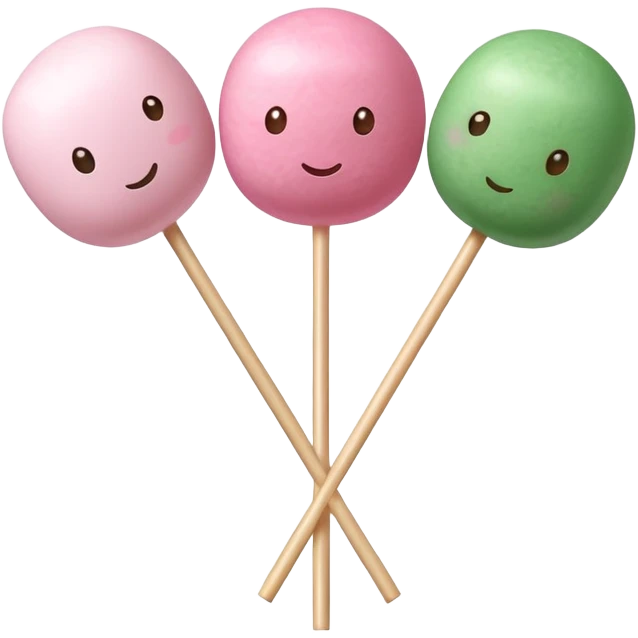 Japanese dango with three colorful rice balls on a stick, traditional hanami dango with pink, white, and green colors emoji