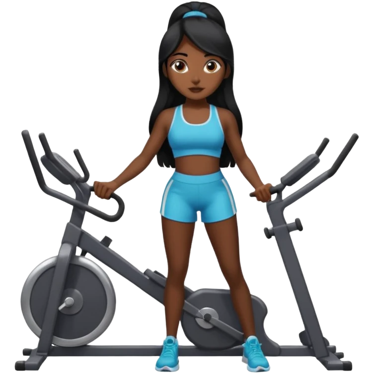 Long black hair desi girl with gym equipment emoji