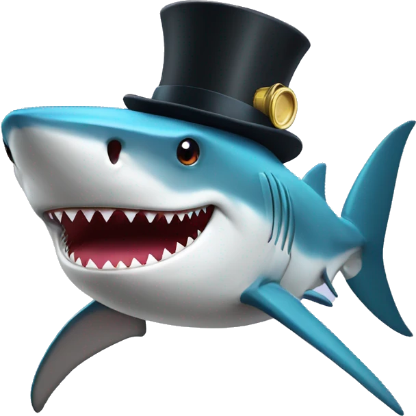 Shark with a top hat emoji