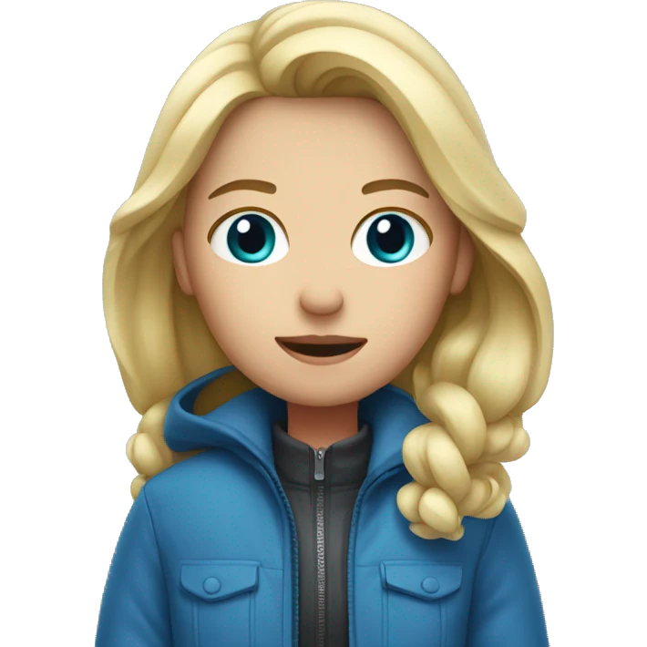 Blond girl with Blue Jacket freezing emoji